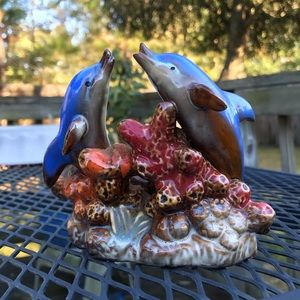 Vintage Ceramic Colorful Dolphin Figurine 4”